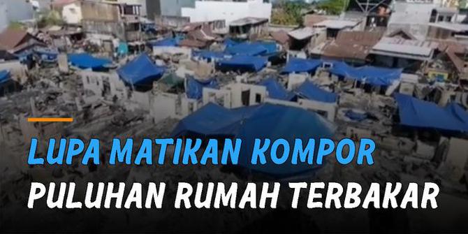 VIDEO: Asyik Bergosip Hingga Lupa Matikan Kompor, Puluhan Rumah di Makassar Terbakar