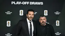 Gianluigi Buffon dan Gennaro Gattuso bahu membahu untuk membawa Timnas Italia lolos ke Piala Dunia 2026. (Fabrice COFFRINI / AFP)