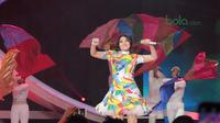 Artis Dangdut, Via Valen meramaikan Konser Energi Asian Games 2018 di Studio Indosiar, Jakarta (8/3/2018). Konser Energi Asian Games 2018 merupakan dukungan bagi event terbesar di Asia tersebut. (Bola.com/Nick Hanoatubun)