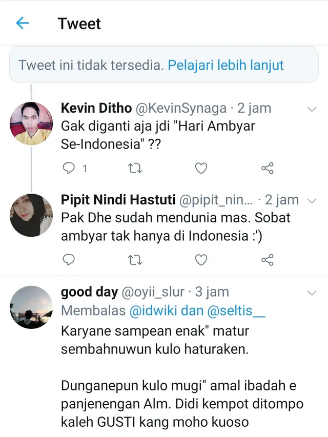 Unggahan berisi respons warganet. (Foto: Twitter)