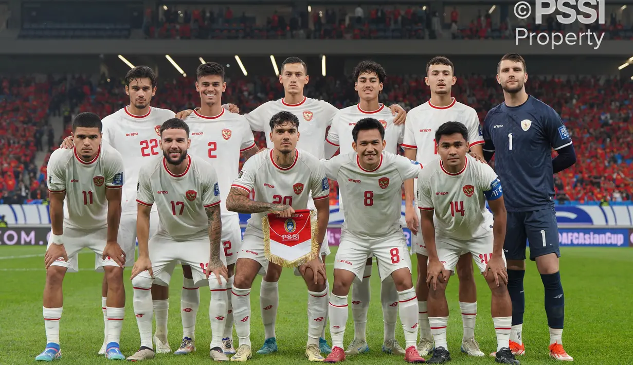 Starting XI Timnas Indonesia saat laga lanjutan putaran ketiga Grup C Kualifikasi Piala Dunia 2026 melawan China di Qingdao Youth Stadium, Qingdao, China, Selasa (15/10/2024). (Dok. PSSI)
