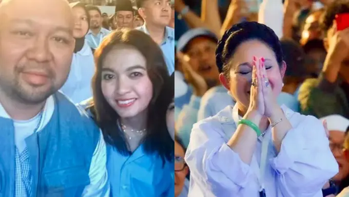 Potret Adu Gaya Selvi Ananda dan Titiek Soeharto Hadiri Pidato Kemenangan Prabowo-Gibran, Tampil Kompak Serba Biru