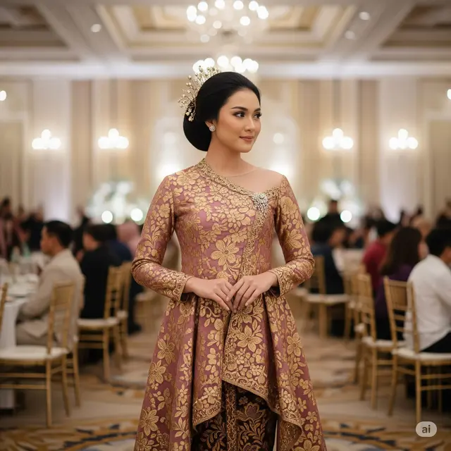 Tunik Asimetris Brokat + Sulaman Etnik