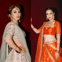 Sesuai dengan nama filmnya, saat premier, Masayu dan Atiqah tampil totalitas mengenakan lahenga khas perempuan India. Keduanya tampil dengan mengenakan warna lehenga berbeda. [@masayuanastasia/@atiqahhasiholan]