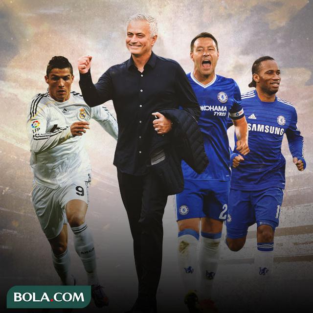 Ilustrasi - Jose Mourinho dikelilingi John Terry, Cristiano Ronaldo, dan Didier Drogba