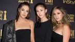 Tiga putri aktor Sylvester Stallone, Sistine Stallone, Scarlet Stallone, dan Sophia Stallone berpose saat menghadiri perayaan HFPA dan InStyle untuk penghargaan Golden Globe 2017 di Hollywood, California, AS (10/11). (AFP PHOTO/Valerie Macon) 