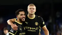Dua pemain Manchester City, Rayan Cherki dan Erling Haaland, menjadi pahlwan kemenangan timnya dalam pekan kedua Premier League 2026/2027. Man City menang 4-1 dalam lawatannya ke markas Crystal Palace, Sabtu (29/8/2026) dini hari WIB. (Henry Nicholls / AFP)