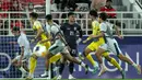 Hingga akhir pertandingan skor tidak berubah 2-1 untuk kemenangan Irak U-23. (Karim JAAFAR/AFP)