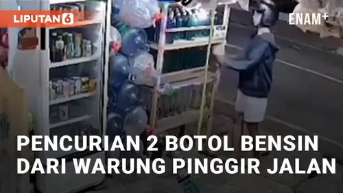 VIDEO: Detik-detik Pencurian Dua Botol Bensin Dari Warung Pinggir Jalan