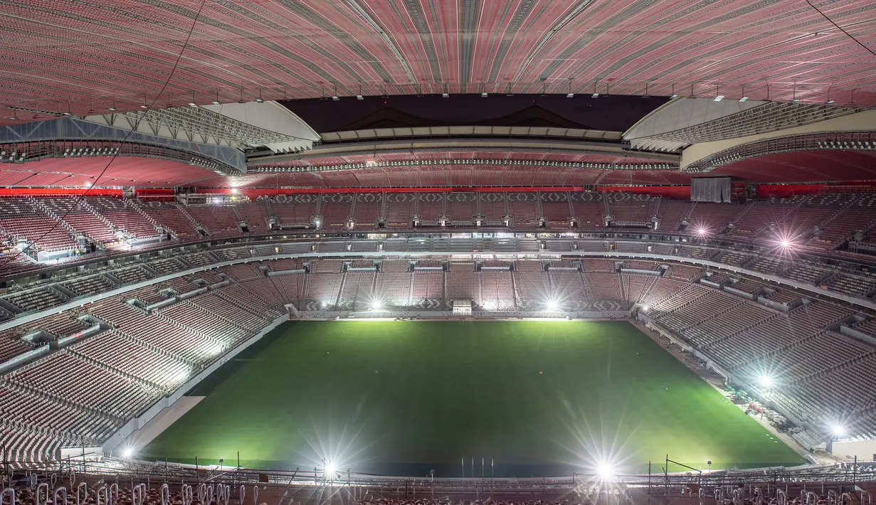 <p>Gambar yang dirilis pada 20 November 2019 memperlihatkan Stadion Al Bayt yang menjadi venue Piala Dunia 2022 sedang dalam pembangunan di utara kota Al Khor. Piala Dunia 2022 Qatar rencananya akan dimulai pada 21 November hingga 18 Desember. (Qatar&rsquo;s Supreme Committee for Delivery and Legacy/AFP)</p>