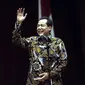 Mantan Menko Perekonomian Chairul Tanjung berpidato terakhir usai serah terima masa jabatan di Jakarta, Senin (27/10/2014). (Liputan6.com/Andrian M Tunay)