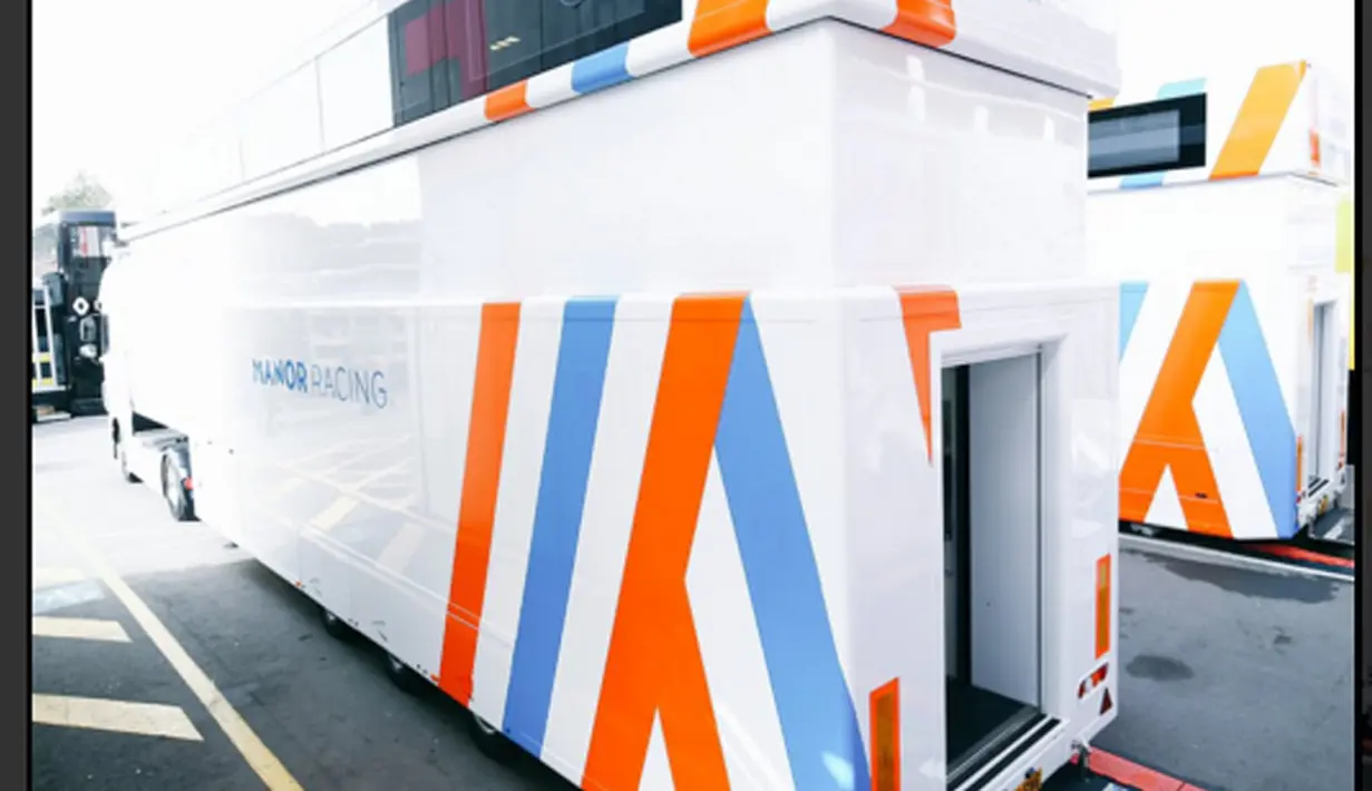 Motorhome Manor Racing, tempat para pebalap beristirahat selama tes pramusim F1 2016 di Sirkuit Catalunya, Barcelona, Spanyol, (23/2/2016). (Bola.com/Twitter)