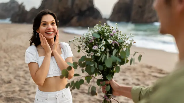 perempuan dan pasangan oktober kasih bunga