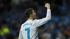 Ekspresi Cristiano Ronaldo saat merayakan golnya ke gawang Getafe pada lanjutan La Liga Santander di Santiago Bernabeu stadium, Madrid, (3/3/2018). Real madrid menang 3-1. (AP/Francisco Seco)