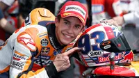 Marc Marquez berhasil menyudahi balapan MotoGP Austin yang berlangsung di Circuit of The Americas, Senin (13/4/2015) dinihari WIB, di posisi terdepan dengan catatan waktu 43 menit 47,150 detik. (AP Photo/Tony Gutierrez)