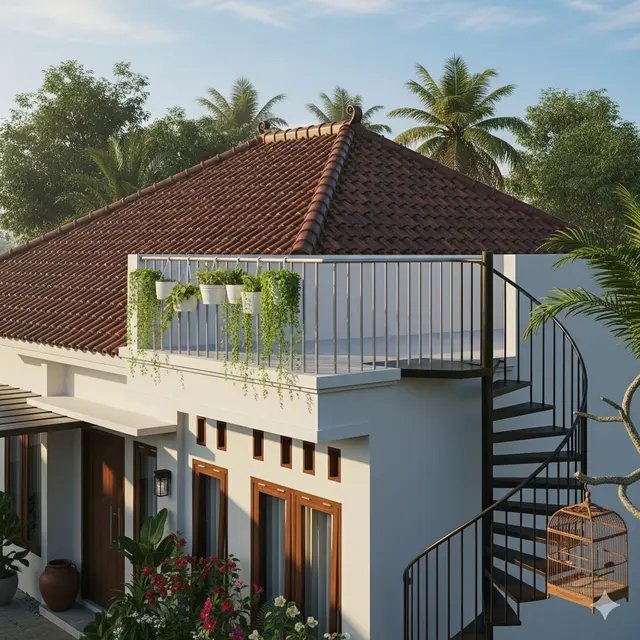 Desain Rumah Atap Genteng Klasik 1 Lantai
