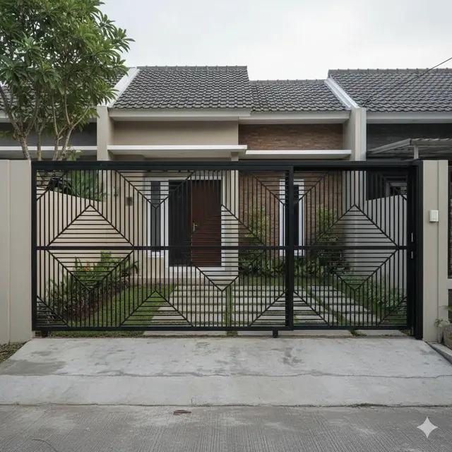 Pagar Rumah Kecil Minimalis dengan Pintu Sliding