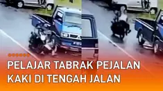 Aksi seorang pelajar tabrak pejalan kaki di tengah jalan mengundang perhatian