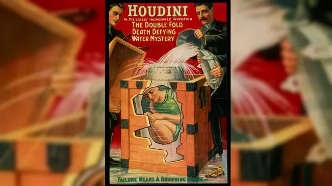 Ilustrasi poster sulap Houdini. (Sumber New York Public Library)