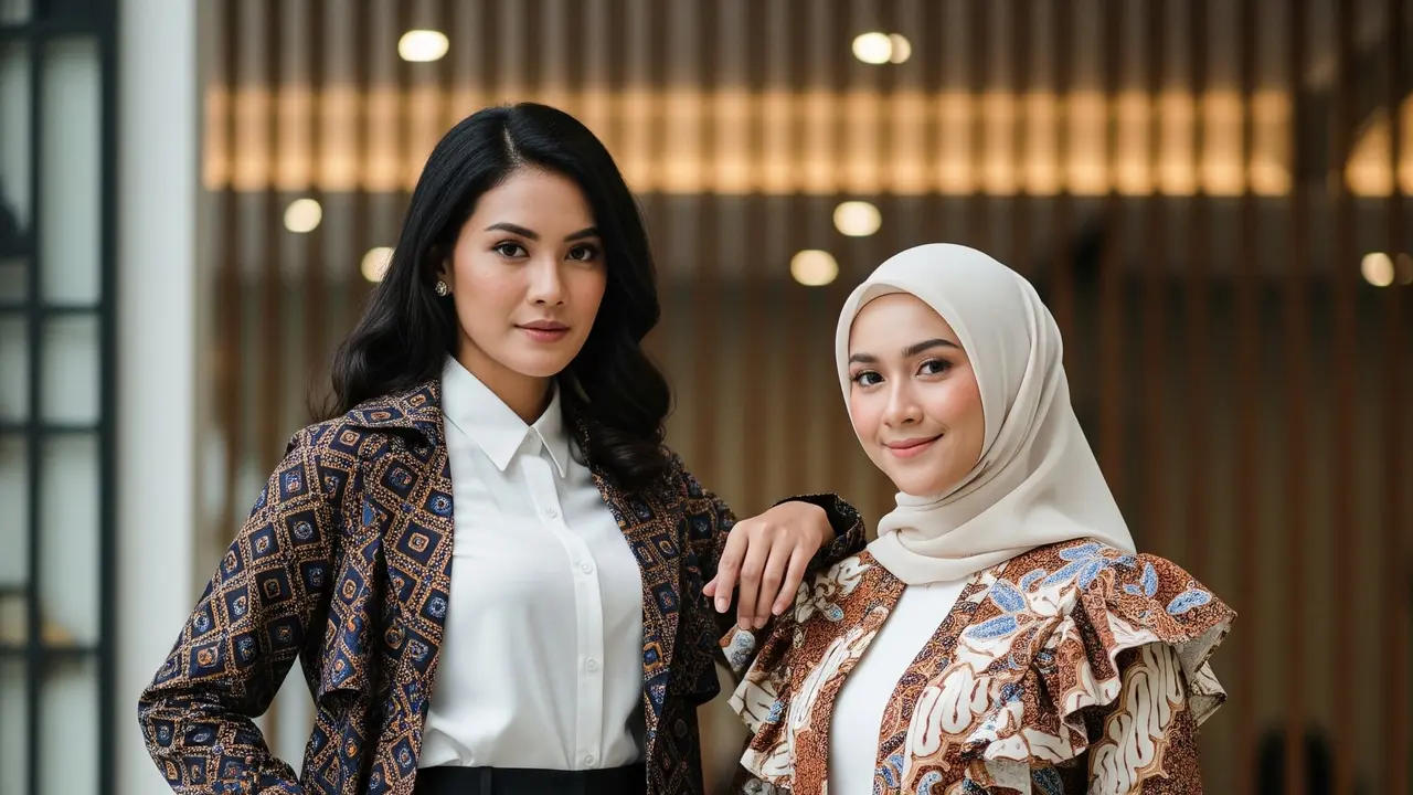 Model Outer Batik Lengan Panjang Wanita Kekinian