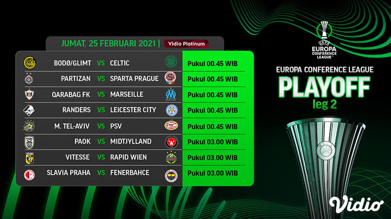 Link Live Streaming Leg Kedua Babak 16 Besar UEFA Conference League 2021/2022 di Vidio