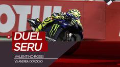 Berita video momen duel Valentino Rossi dengan Andrea Dovizioso saat balapan di MotoGP Argentina 2019.