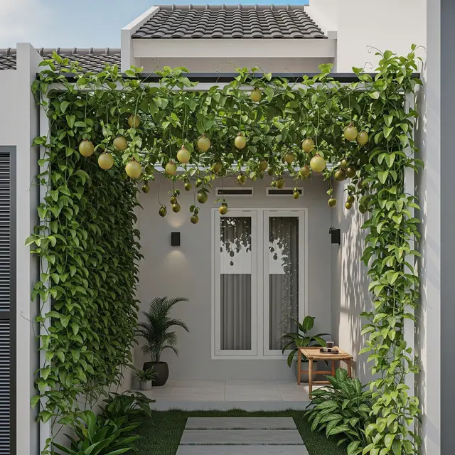9 Model Teras Rumah dengan Pohon Buah Merambat di Tembok, Solusi Hijau Estetis