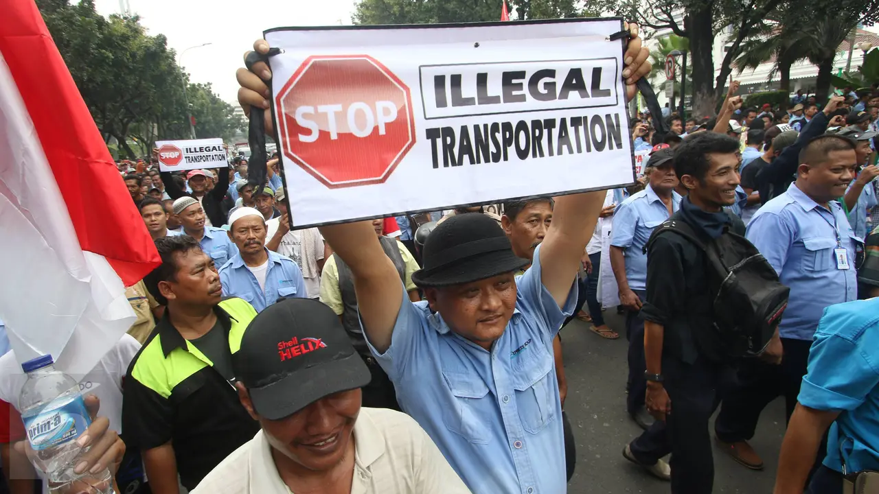 20160314-Demonstrasi Ribuan Sopir-Jakarta