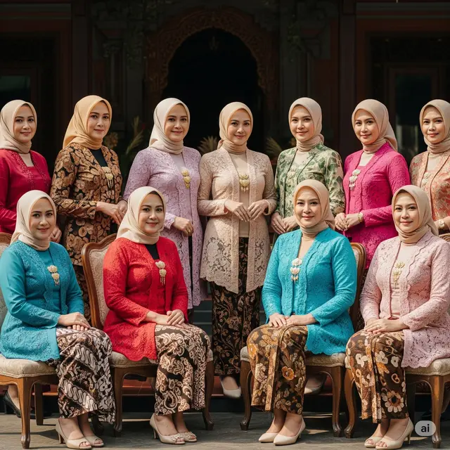 Rekomendasi Model Kebaya Ibu-ibu Hijab Terbaru 2025. Foto: Gemini