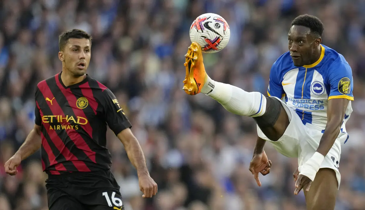 Manchester City harus puas bermain imbang 1-1 saat melawat ke markas Brighton. (AP Photo/Kirsty Wigglesworth)