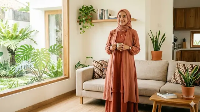 Model Gamis Lebaran Earth tone