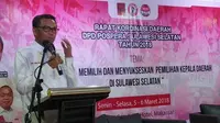 Cagub Sulsel Nurdin Abdullah hadiri rakorda DPD Pospera di Makassar (Liputan6.com/ Eka Hakim)