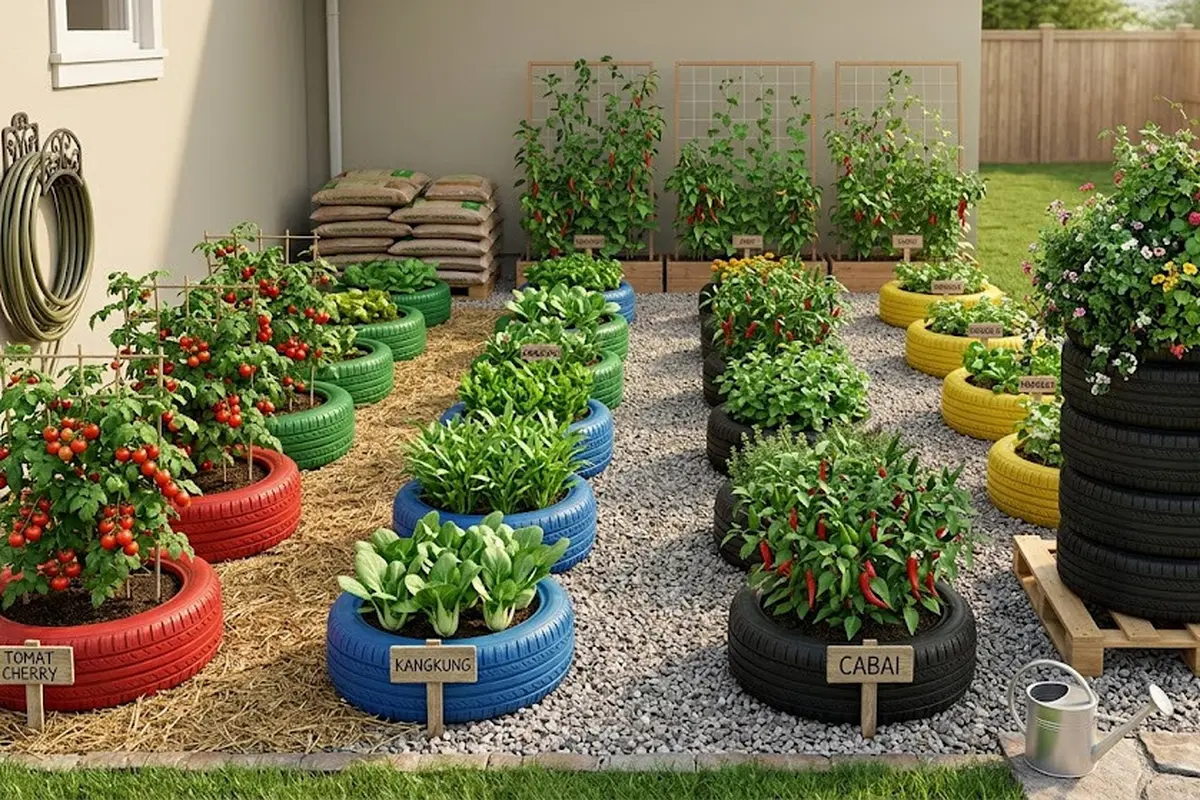 Cara Membuat Kebun Organik dari Ban Mobil Bekas