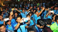 Para suporter Manchester City dalam acara nonton bareng yang diselenggarakan PT Asuransi Jiwasraya, diEpicentrum Walk, Sabtu (3/12/2016). (Istimewa)