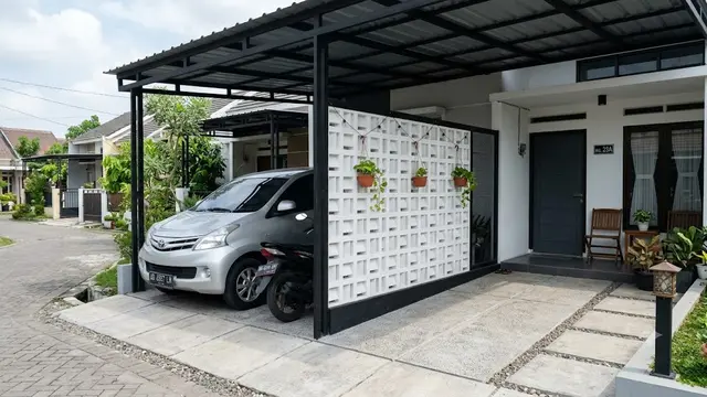 Model Carport dengan Dinding Roster