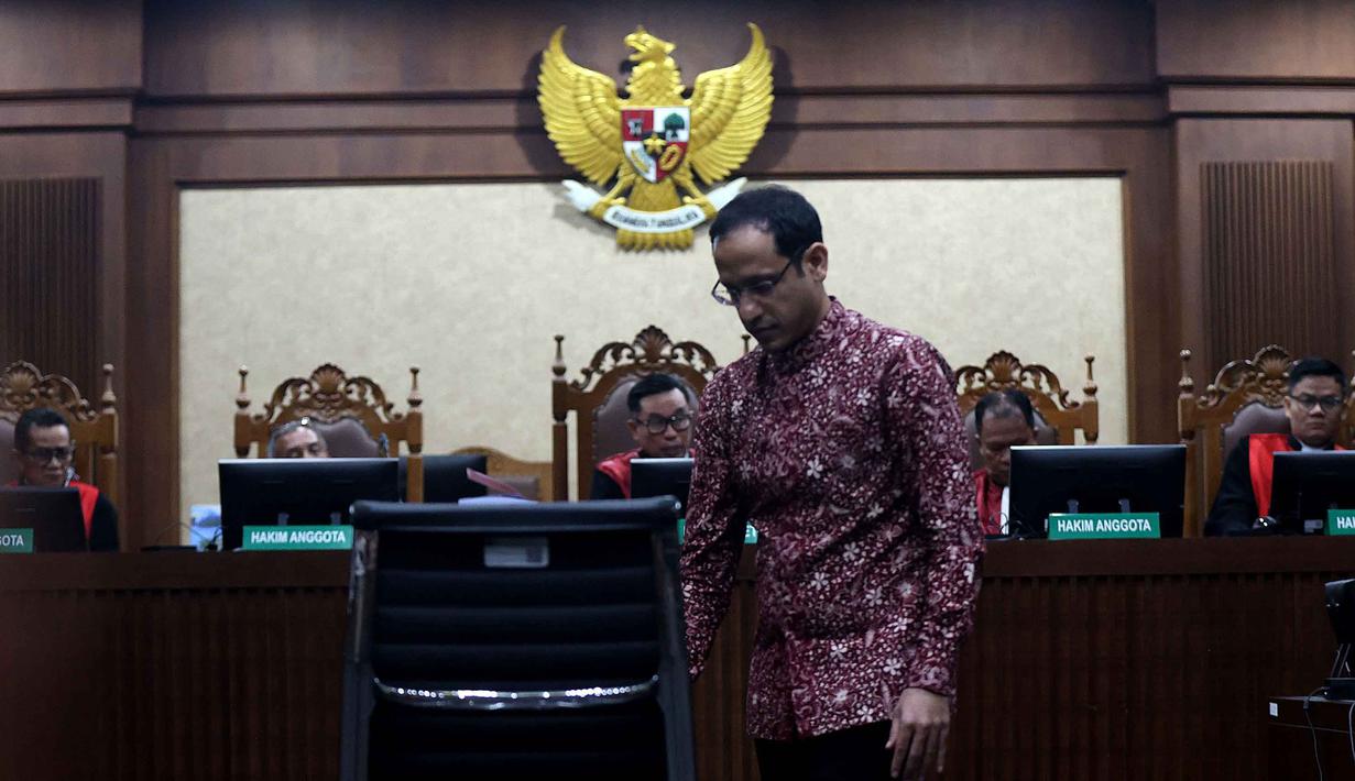 Mantan Menteri Pendidikan, Kebudayaan, Riset, dan Teknologi (Mendikbudristek), Nadiem Anwar Makarim, saat sidang pembacaan tuntutan di Pengadilan Tindak Pidana Korupsi Jakarta, Rabu 13 Mei 2026. (Kapanlagi.com/Budy Santoso)
