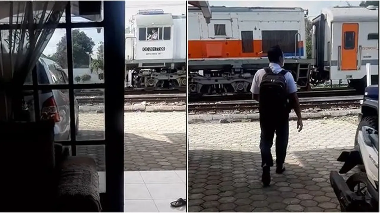 Viral Pria Ini Dijemput Pakai Kereta Api saat Berangkat Kerja, Pas Depan Rumah