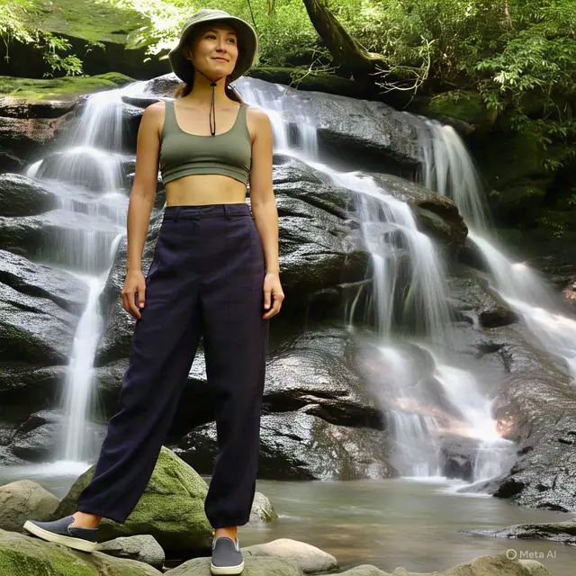 Setelan Crop Top dan Celana High-Waist