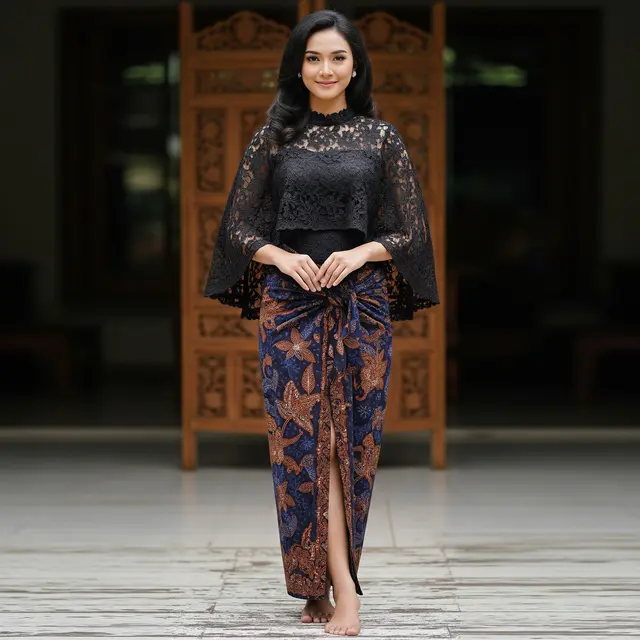 9 Model Atasan Brokat Modern Bawahan Rok Batik Lilit Elegan, Gaya Kondangan Kekinian
