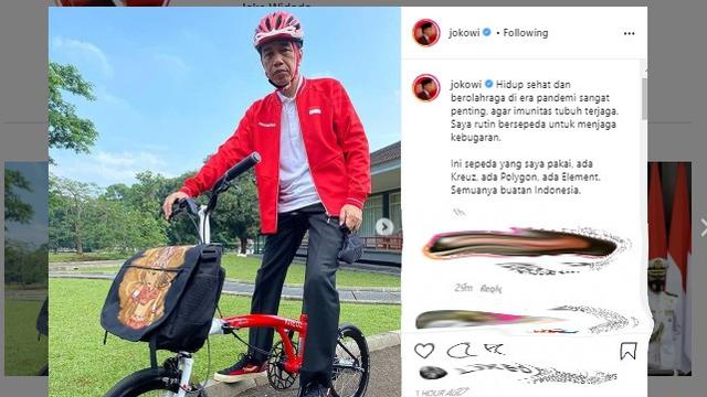 Presiden Jokowi memamerkan koleksi sepedanya melalui akun instagramnya.