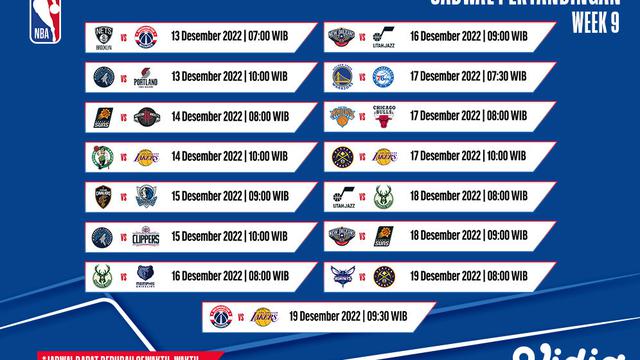 Jadwal dan Live Streaming NBA Week 9 di Vidio, 13-19 Desember 2022