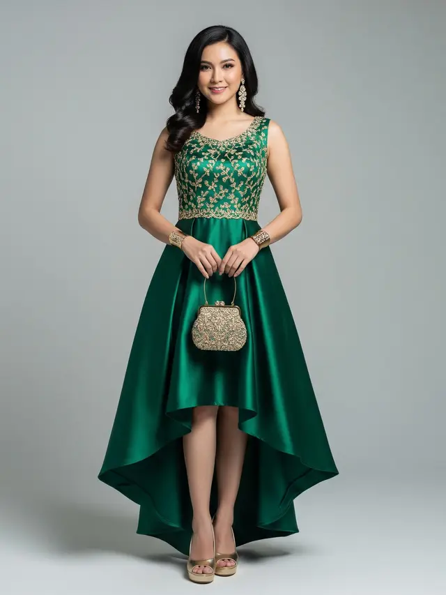 Model Dress A Line untuk Perayaan Libur Akhir Tahun dengan Potongan High Low