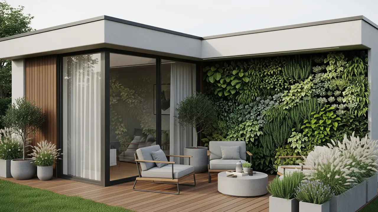 Model Rumah Mungil Tapi Punya Kebun Vertikal dan Teras Cantik yang Asri (Image by Gemini AI)