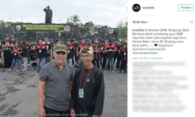 Melalui akun Instagram, Iwan Fals membongkar sosok Umar Bakri yang menginspirasi lagunya. Foto: Istimewa