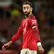 Ekspresi Bruno Fernandes di laga Manchester United vs Brentford di pekan ke-34 Liga Inggris 2025/2026 di Old Trafford, Selasa (28/04/2026) dini hari WIB. (AP Photo/Dave Thompson)
