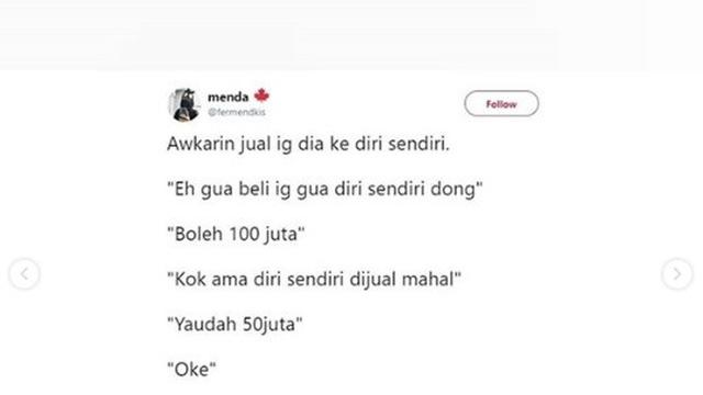 Cuitan kocak Awkarin (foto: @fermendkis)