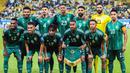 Arab Saudi tercatat menjadi salah satu tim langganan Piala Dunia. Skuad Green Falcons telah membukukan 6 kali penampilan di Piala Dunia, yaitu 1996, 2000, 2004, 2008, 2018, dan 2022. Prestasi paling gemilangnya bermain di babak 16 besar pada 1996. (AFP/Fayez Nureldine)