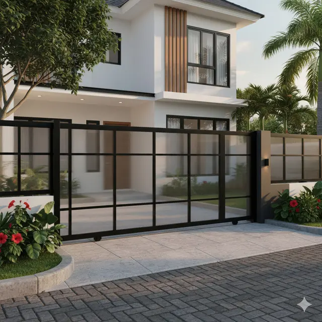 7 Model Pagar Besi Kombinasi Polikarbonat dengan Desain Tertutup Penuh, Cocok untuk Hunian Modern