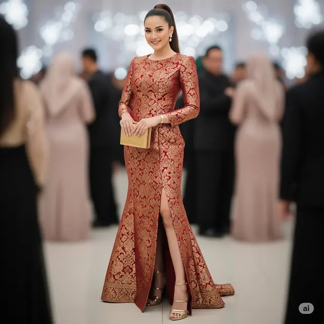 Long Dress Brokat Mermaid + Belahan Samping