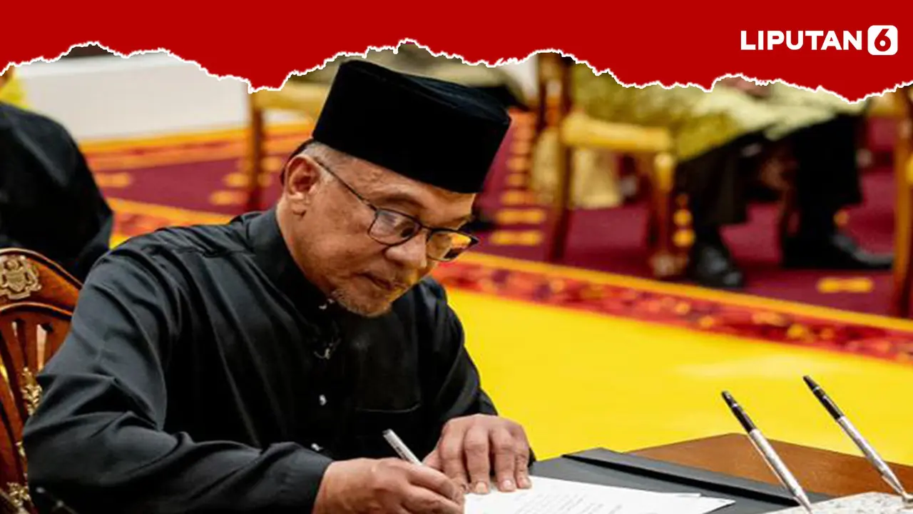 Banner Infografis Pemimpin Oposisi Anwar Ibrahim Jadi PM Malaysia Akhiri Drama Parlemen Gantung